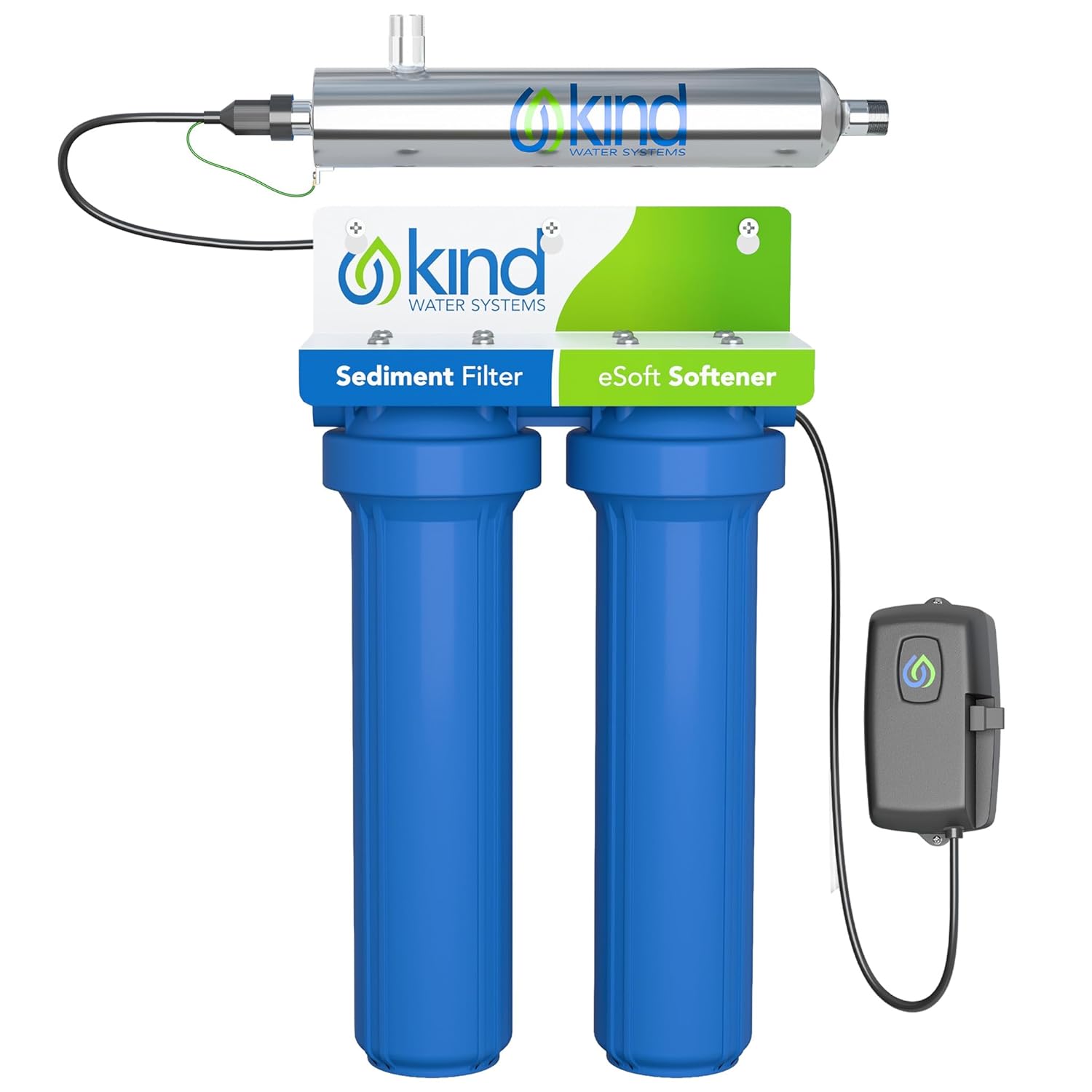 Whole House Salt Free Water Softener Alternative with UV Light - Filters Dirt, Sand, and Debris - Protects Plumbing and Appliances from Hard Water Scale - Easy Installation - Zero Water Waste