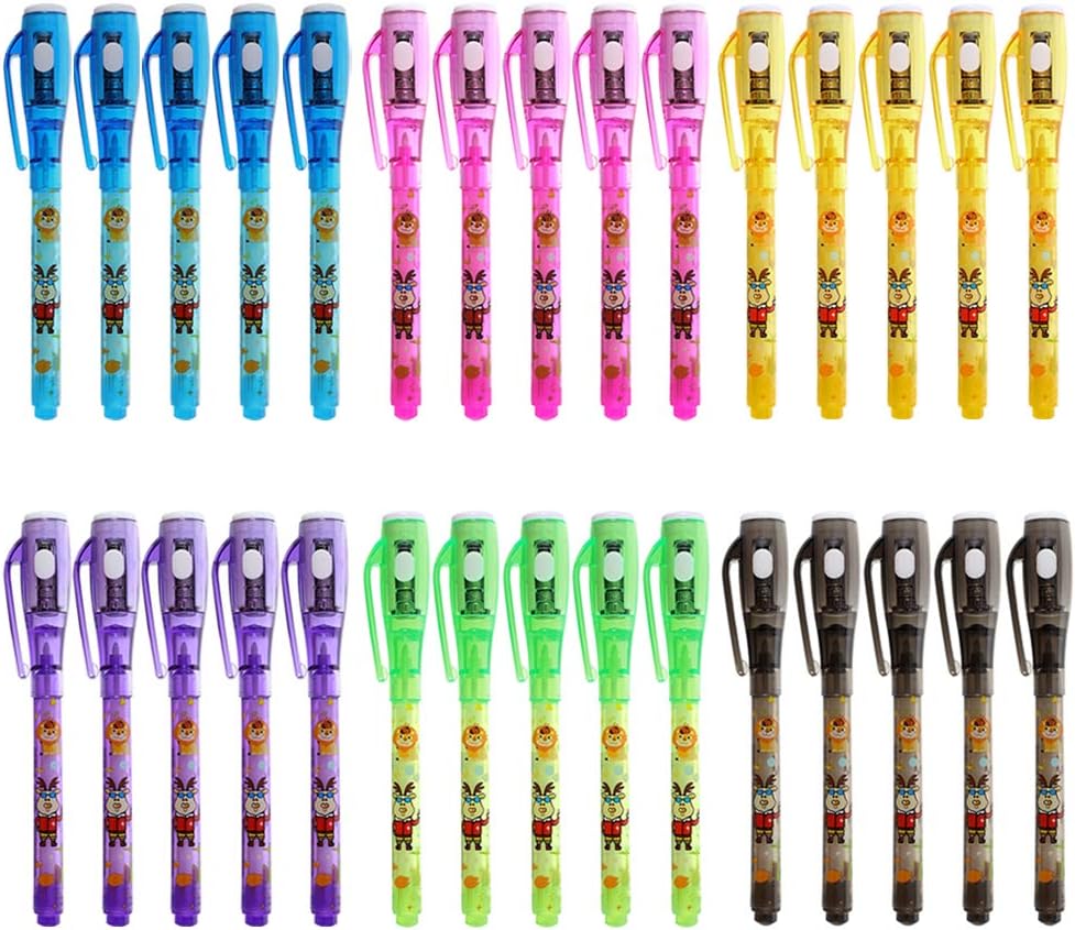 MALEDEN Invisible Ink Pens, 30 PCS Disappearing Ink Pens with UV Light, Magic Spy Gear for Kids Birthday Party, Halloween, Christmas Stocking Stuffers, Coolest Classroom Gifts