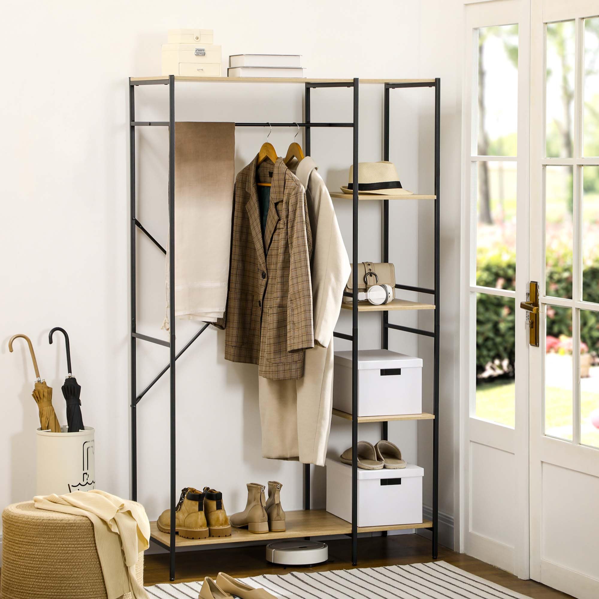 HOMCOM Appendiabiti stile industriale 100L x 46L x 170,5H cm