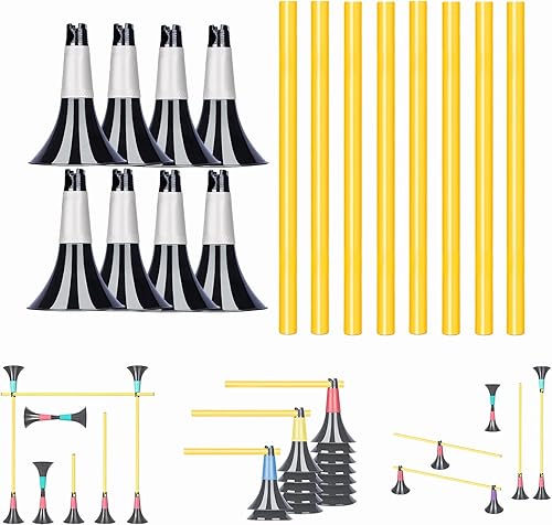 Miniatura 8 de Conos de obstáculos cónicos de doble apertura para entrenamiento deportivo, 8 conos y 8 postes, adecuados para varios equipos de entrenamiento