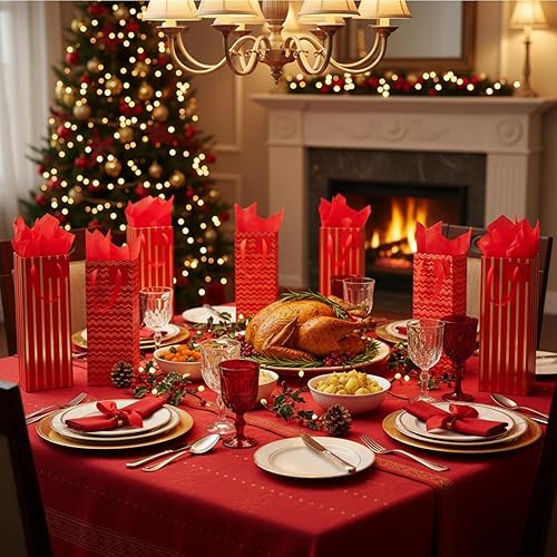 Miniatura 12 de Chrisfall 12 bolsas de vino para botellas, bolsas de regalo de vino, papel kraft a granel con asas, etiquetas, papel de seda para envoltura