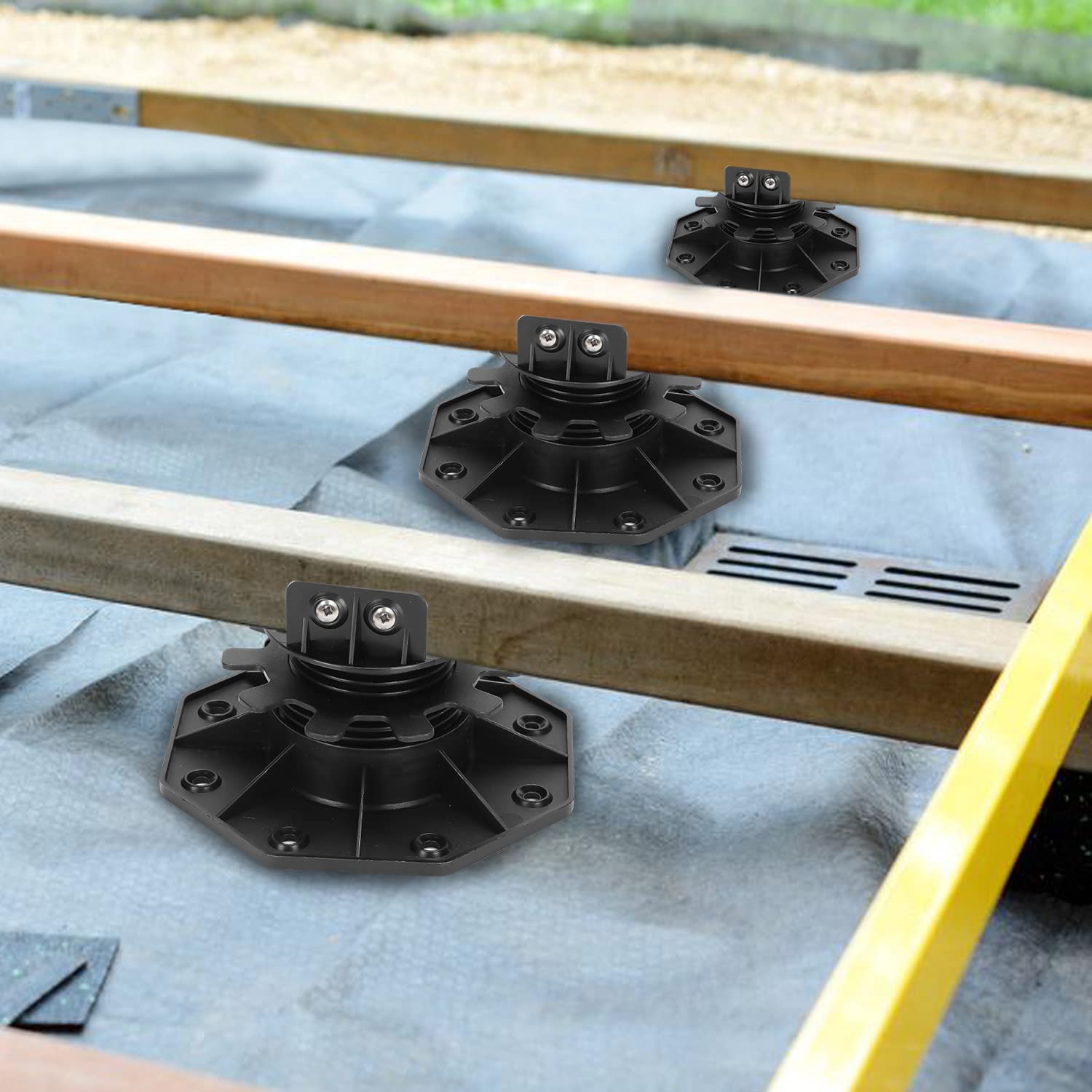 Eulenke Rodamientos de zanco 20 piezas de pie de ajuste regulable 30 – 60 mm – Rodamiento de zanco para suelos de madera, WPC y piedra