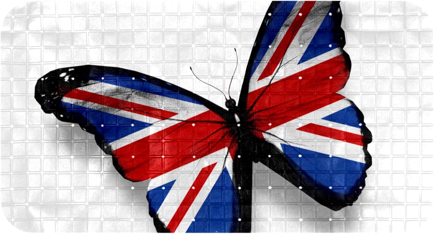 Tub mats Original Bath Mat Non-Slip Shower Mats (26.9x14.7in) UK British Flag Print Adults and Kids Bathroom Showers,Smooth/Non-Textured Tubs: Health & Personal Care