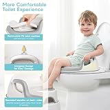 Maliton Riduttore WC Bambini, Design anatomico, Imbottitura morbida rimovibile, Sedile per Vasino con Sgabello (Un Vasino+Due Sgabelli per Bambini), Grigio - 3