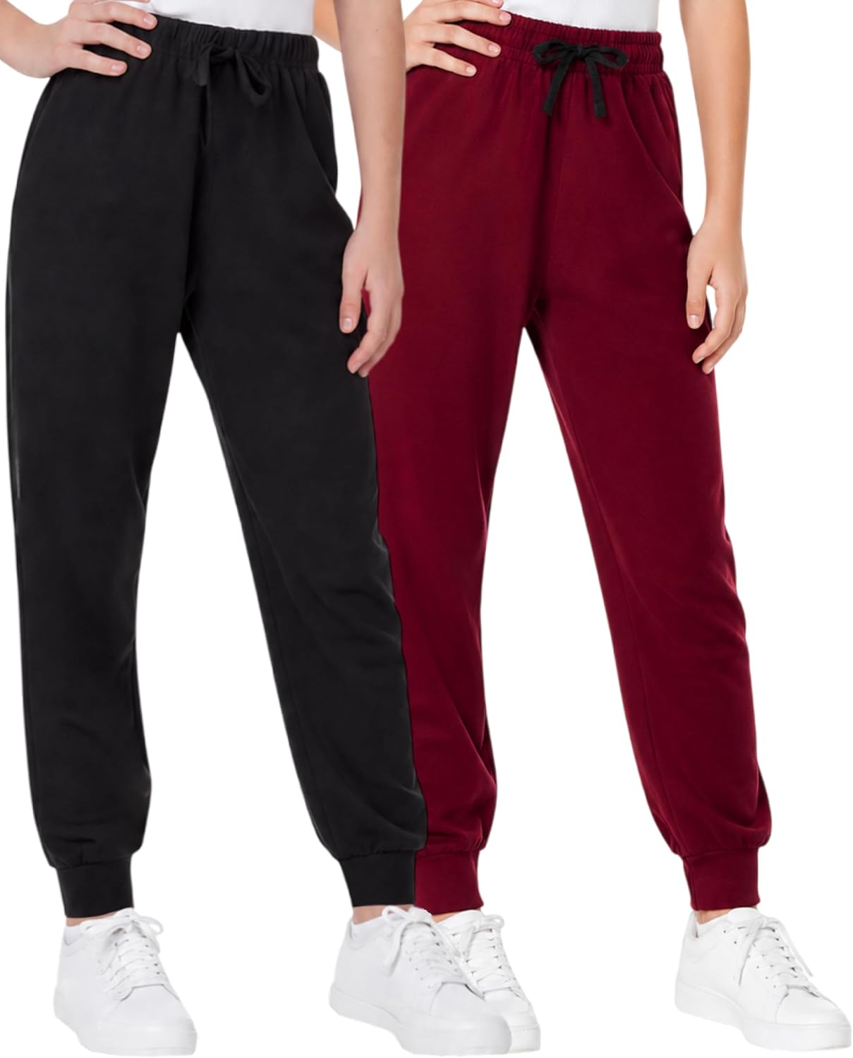 Sweet Hearts Girls Sweatpants - 2 Pack Soft Fleece Athletic Performance Jogger Girls Pants: Made in USA (Sizes 5-18)