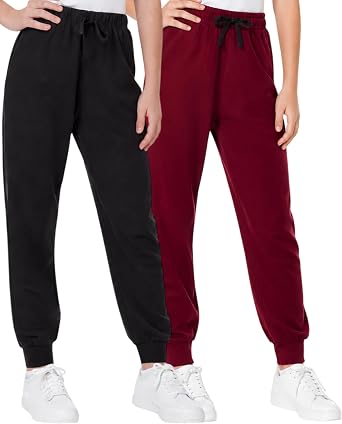 Sweet Hearts Girls Sweatpants - 2 Pack Soft Fleece Athletic Performance Jogger Girls Pants Made in USA Sizes 5-18