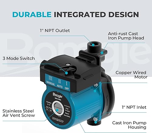 Miniatura 4 de BOMGIE Bomba de recirculación de agua caliente de 123 W 115 V, bomba de circulación de agua caliente, sistema de recirculación cabeza automática de