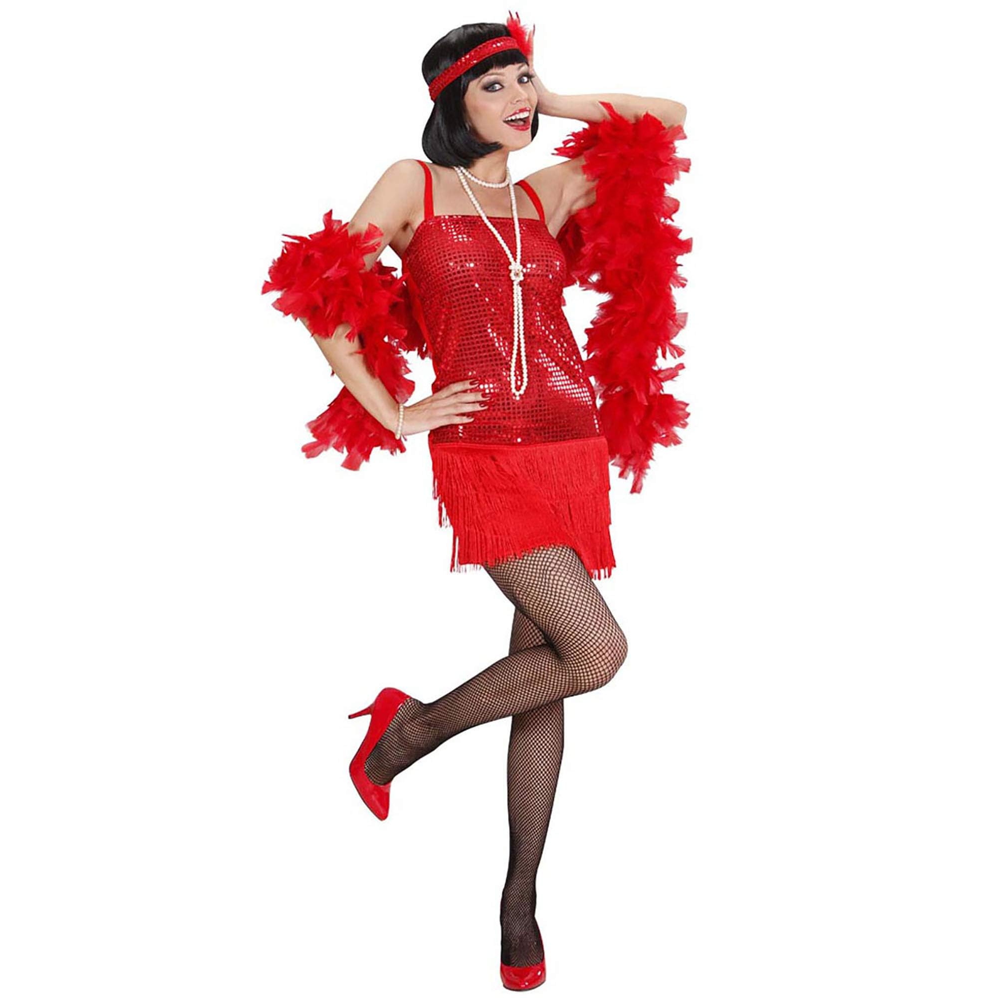 Red Flapper Costume Large for 20s 30s Moll Bugsy Fancy Dress