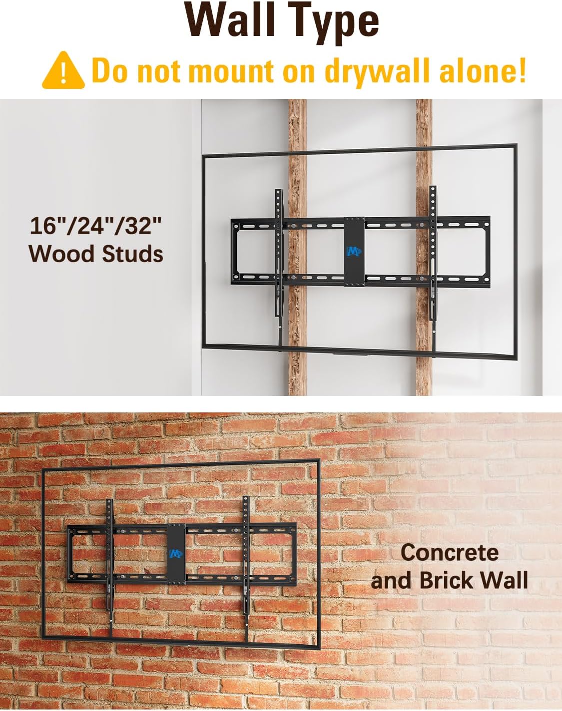 Mounting Dream Fixed TV Wall Mount, Low Profile Wall Mount Bracket for Most 42-90 Inch Television, Flush TVs Mount for Space Saving, Fits 16", 24", 32" Studs, Max VESA 800x400mm and 132lbs MD2361-32