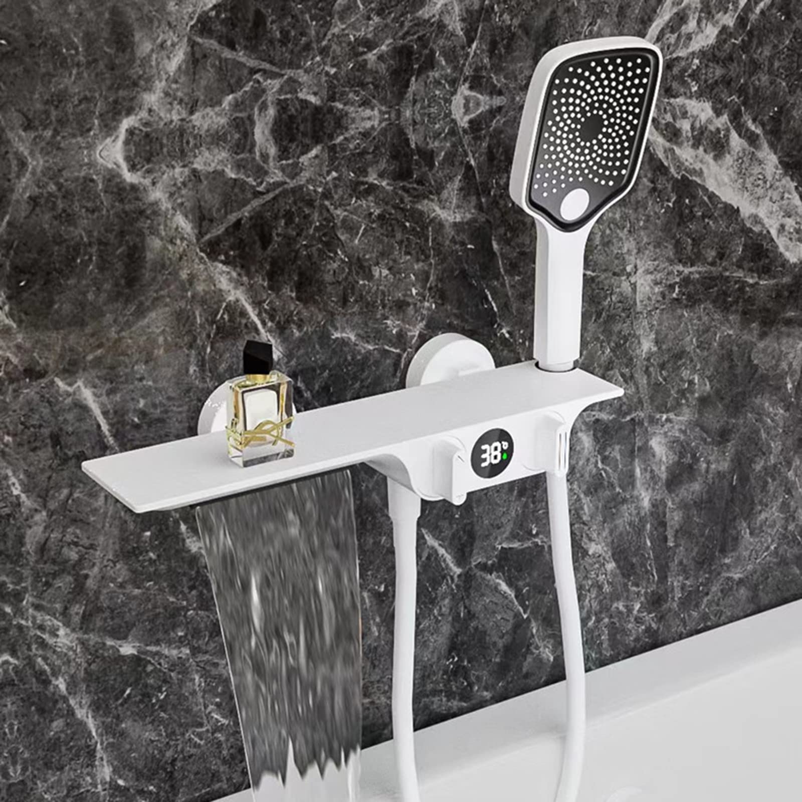 Mitigeur De Baignoire Chromé Avec Robinet De Douche à Main Avec Tuyau De 1,5 M Et Support Mitigeur De Baignoire Laiton Abs