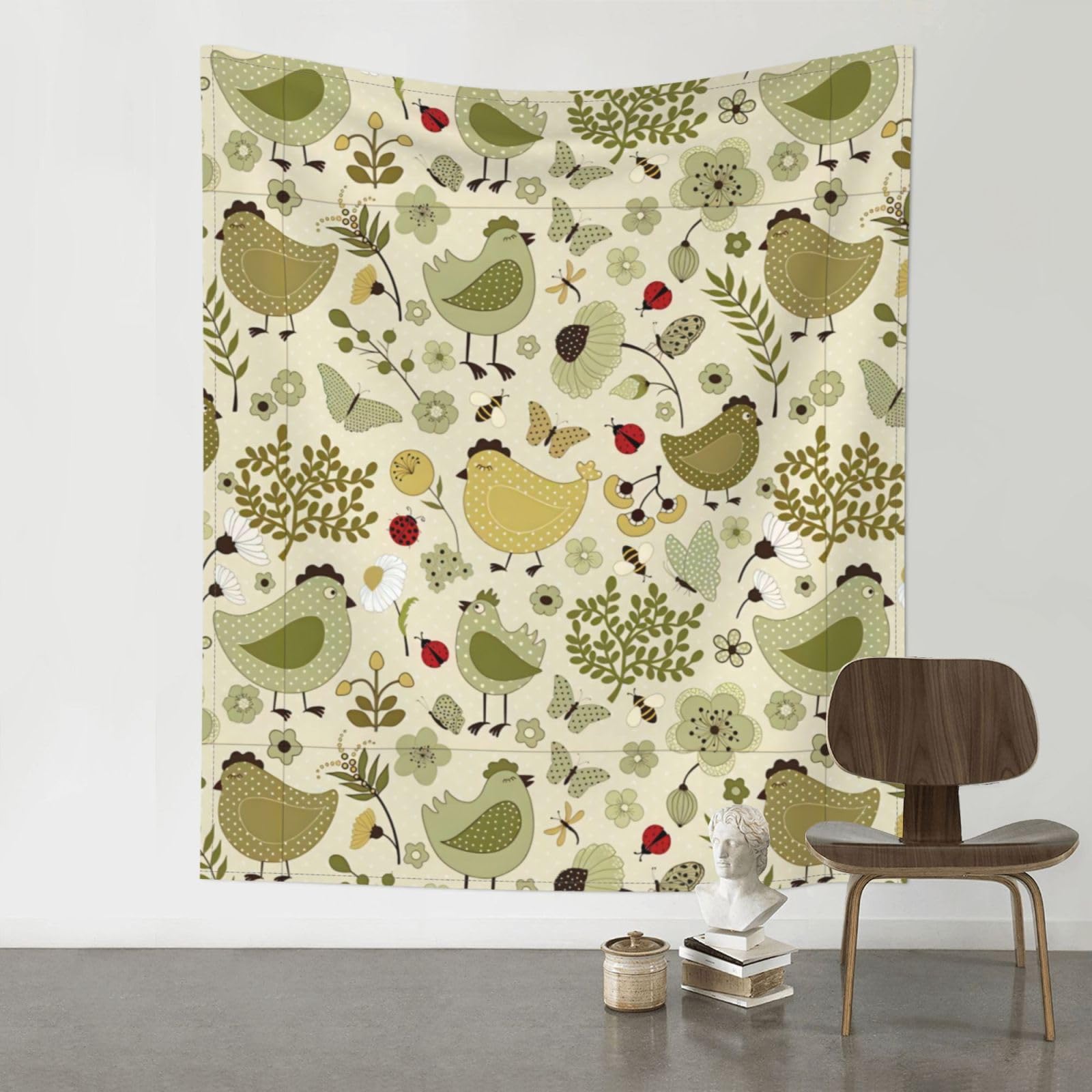 YYHHAOFA yellow leaves chicken Prints 60x51in Wall Tapestry Boho Chic Dorm Decor & Beach Throw Blanket