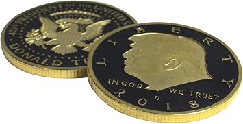Donald Trump Black & Gold Coin 2018 with Certificate of Authenticity, President Coin, Trump Coin Collectors, 24kt Gold Plated with Black Inlay, 38mm x 2mm
