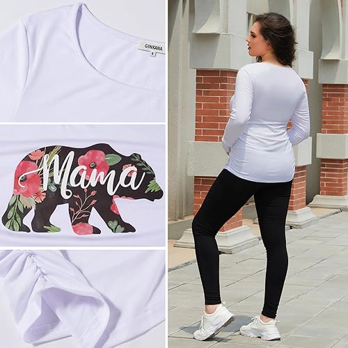 Miniatura 7 de GINKANA Camiseta de béisbol para mujer, cuello redondo, manga raglán floral, camiseta de maternidad