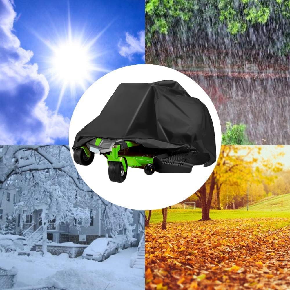 Amberr Outdoor Zero-Turn Mower Cover,Zero Turn Universal Fit Lawn Mower Covers and Accessories,Waterproof UV Protection Cover Universal Fits Up to 60”Mower Decks