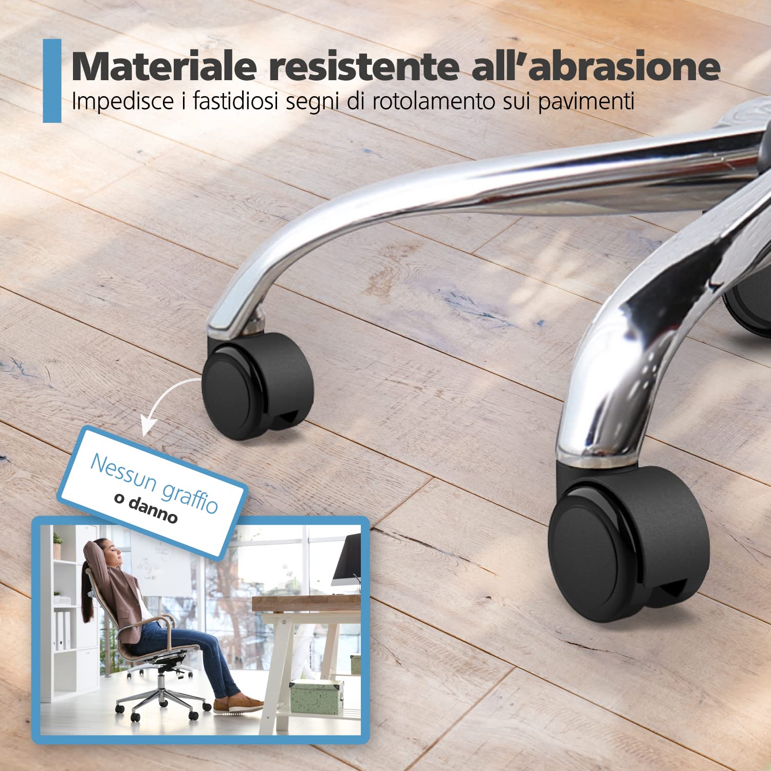 Ueznirn Set Di 5 Ruote Per Sedie Da Ufficio, 10 Mm X 22 Mm, Ruote Per