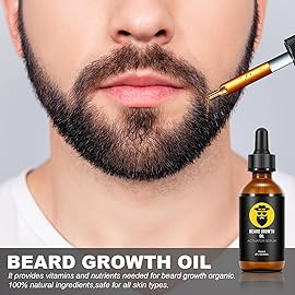 Beard Growth Kit - Beard Kit for Men with Beard Growth Oil (2oz), Beard Balm, Beard Comb, Massager for Spot/Patchy Beard - Christmas, Anniversary, Birthday for Men, Dad, Husband, Boyfriend