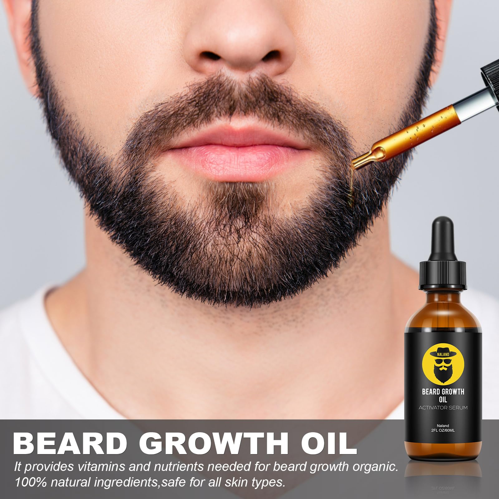 INVJOY Kit per la crescita della barba, Dermaroller con 540 aghi, olio di siero per la crescita della barba, balsamo da barba, regalo perfetto per gli uomini model 195
