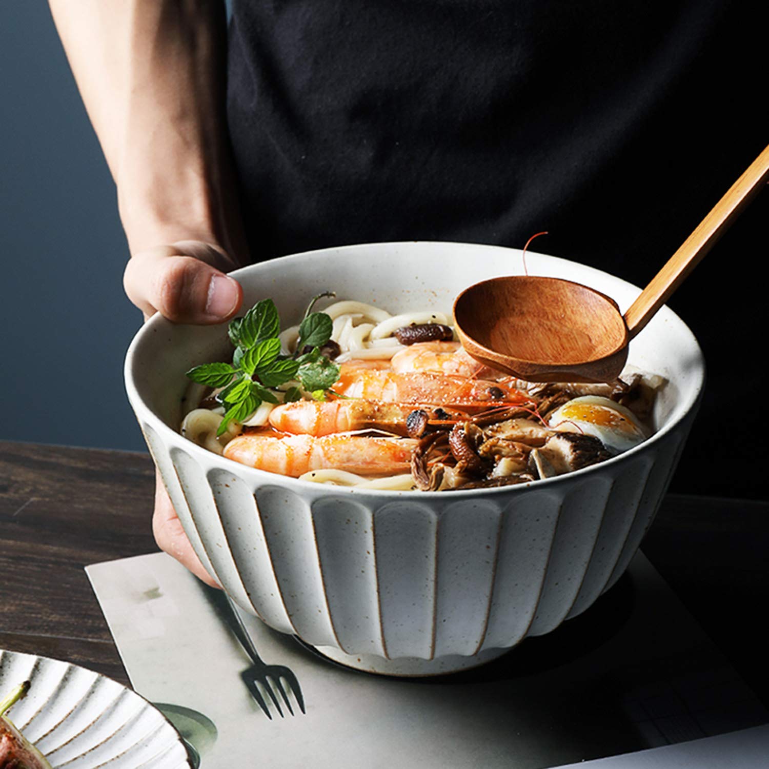 Bol en Céramique De Grande Capacité De 8 Pouces, Bol À Salade À Pétales en Relief, 1,4 L