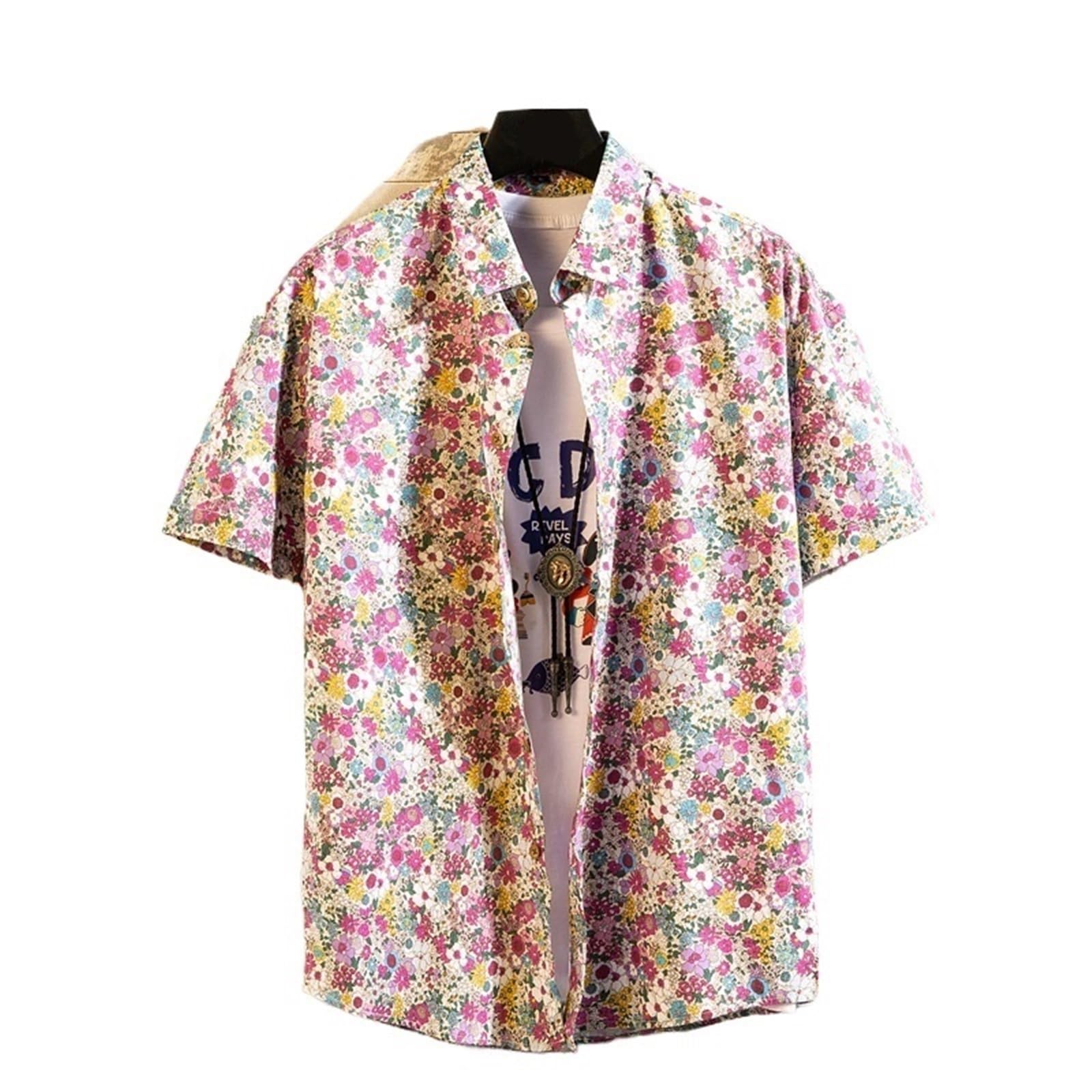 Chemise d'été homme en coton imprimé vintage Color 1 taille M pour la plage