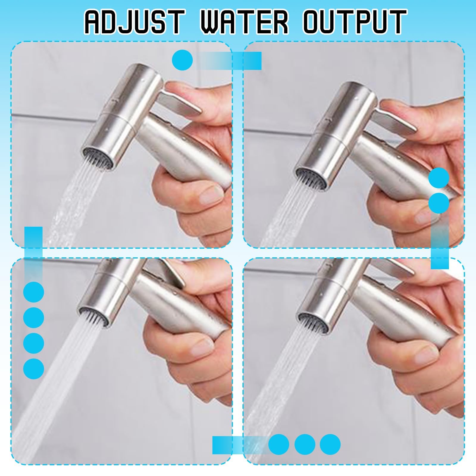 Bidet Handbrause Set mit 1,5 m Schlauch und 1/2 auf 3/8 Adapter, Edelstahl Handbrause für Toilette, Einfache Montage inkl. Zubehör für WC, Haustiere und Hygiene