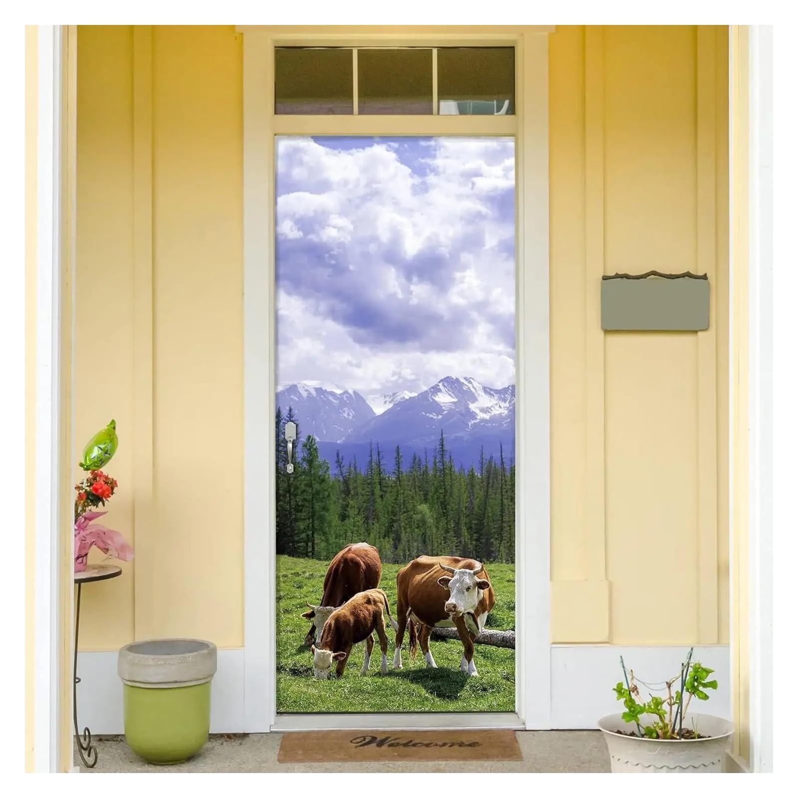 Sticker de porte 3D trompe-l'œil 40x120cm en PVC imperméable pour une décoration murale moderne