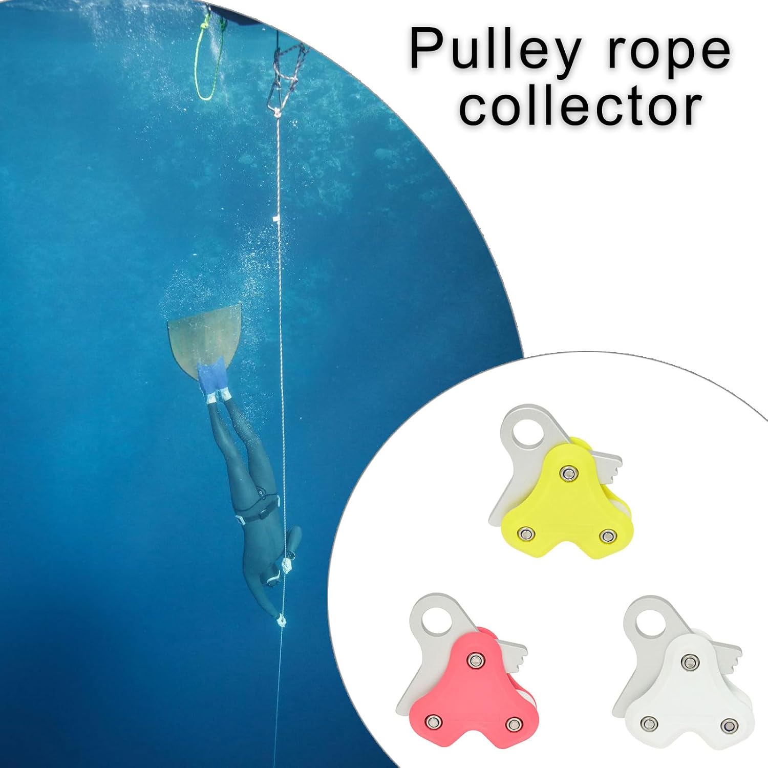 Aluminum Alloy Scubas Diving Pulley Buoys Rope Retractor Equipment for Underwater, Snorkeling, Swimming Accessory