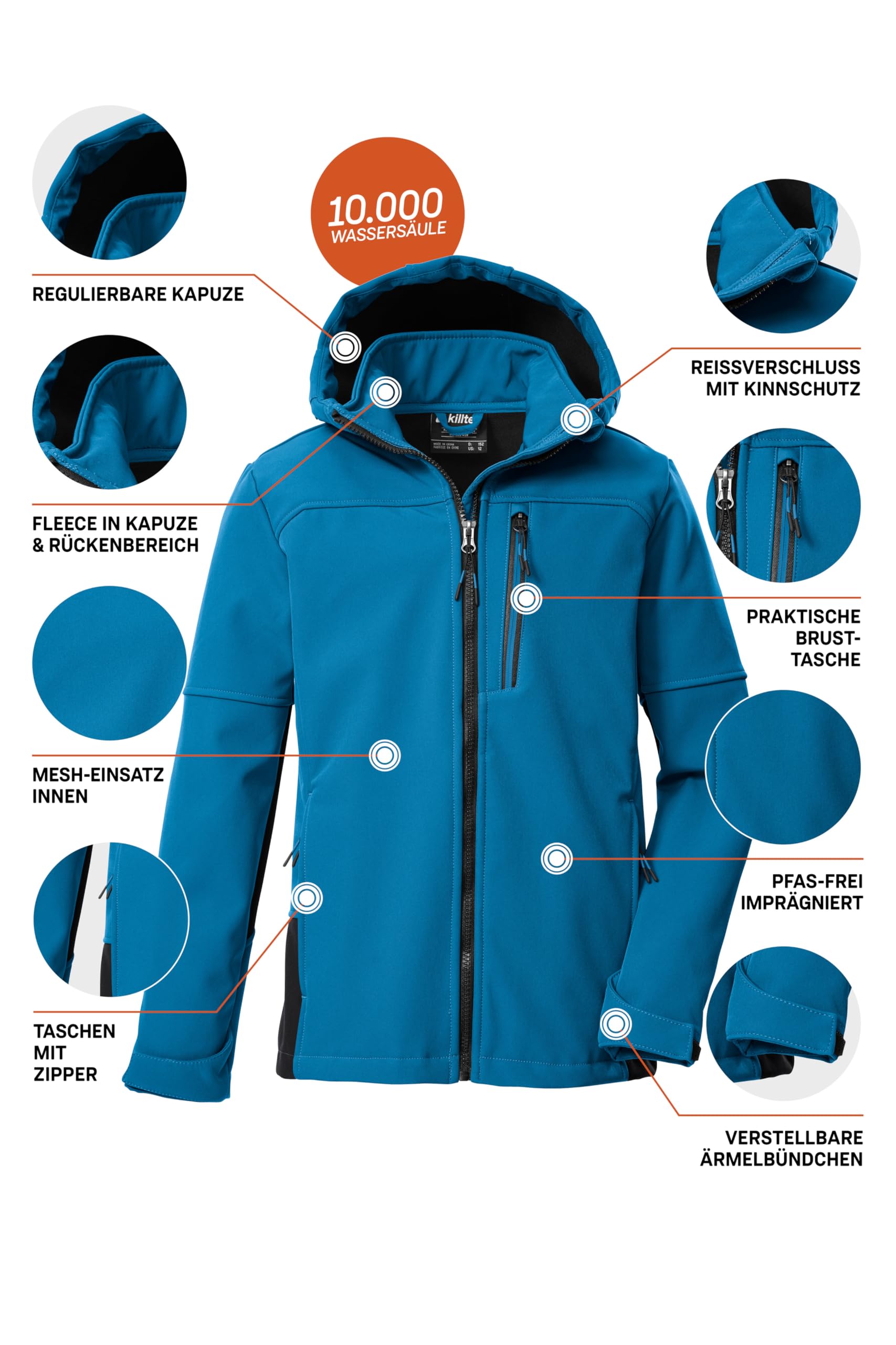 Killtec Jungen Kow 226 Bys Sftshll Jckt Softshelljacke mit Kapuze (1er Pack)