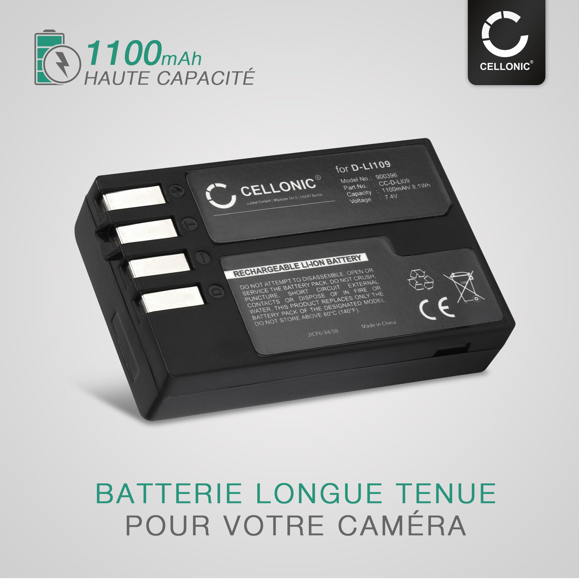 CELLONIC 2X Batterie Compatible avec Pentax K-30, K-50, K-500, KF, D-BC109