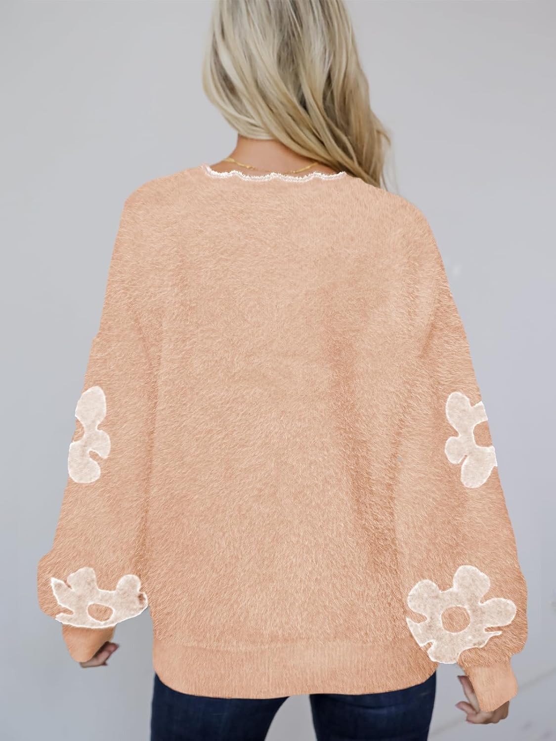 Women's Oversized Fuzzy Sweaters Long Sleeve Crew Neck Knit Soft Pullover Chunky Casual Fall Loose Jumper Top - Image 4