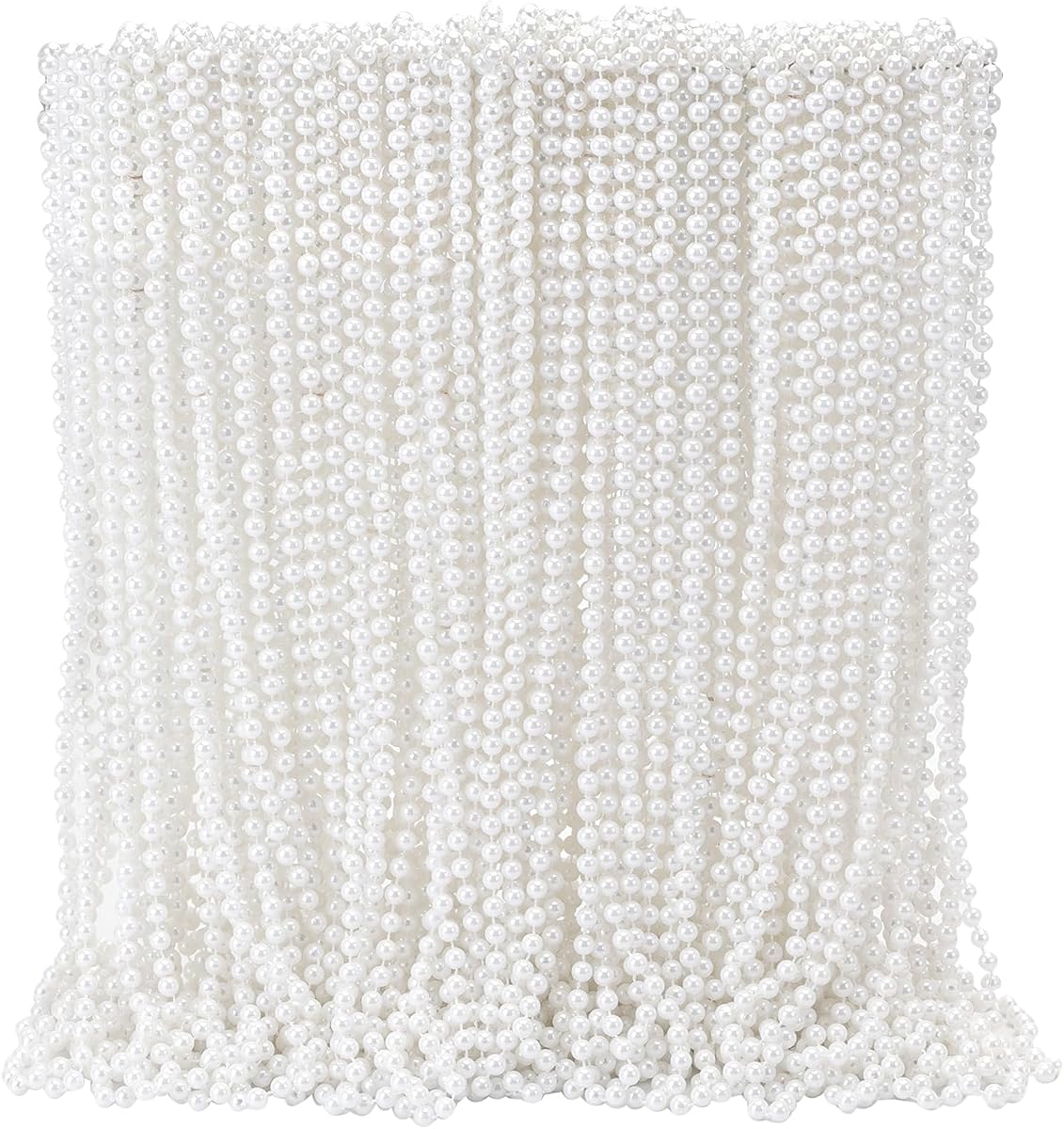 Collares de cuentas de perlas blancas de imitación a granel, collares de cuentas de perlas blancas de 7 mm y 31,5 pulgadas para decoración de bodas y fiestas de cumpleaños