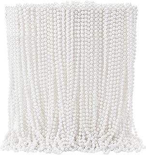 100 Pcs White Pearl Beaded Necklaces Bulk, Faux Pearl Beaded Necklaces (31.5 Inch, 7mm) For Wedding Birthday Party Decoration, Women Party Costume Accessories