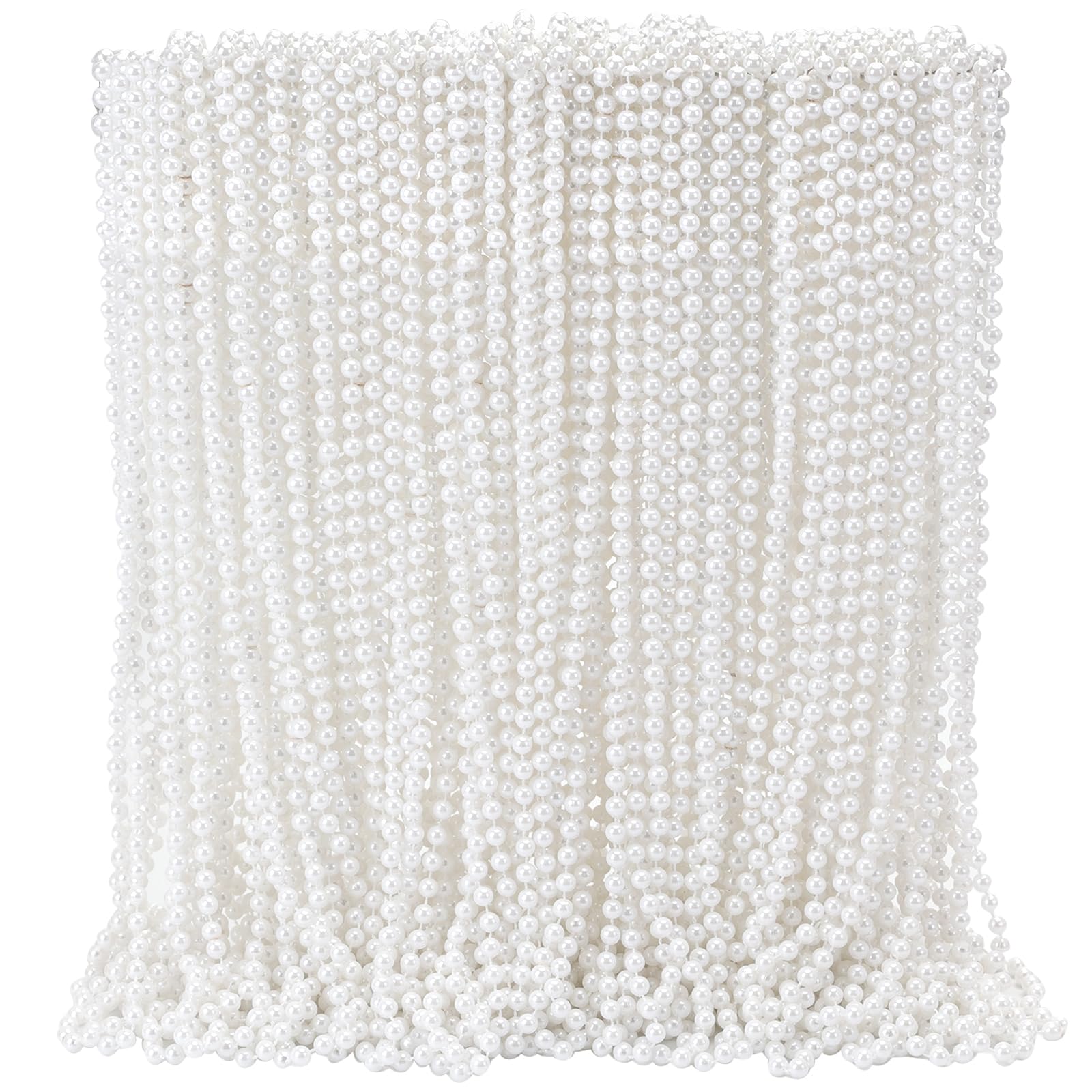 100 Pcs White Pearl Beaded Necklaces Bulk, Faux Pearl Beaded Necklaces (31.5 Inch, 7mm) For Wedding Birthday Party Decoration, Women Party Costume Accessories