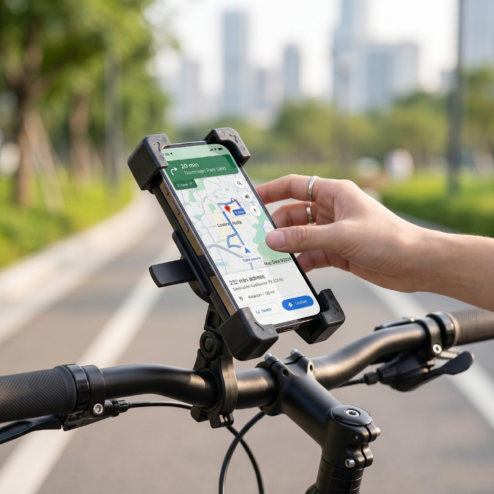 Yctze Supporto per Telefono per Moto Blocco Automatico Anti Vibrazione 4,7-7 Pollici (Tipo di manubrio, adatto per manubri da 20-28 mm)