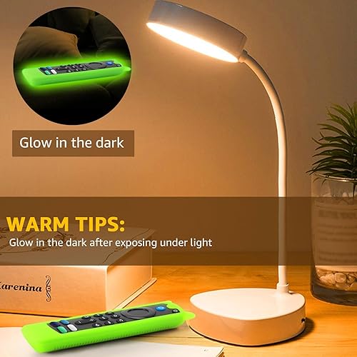 Miniatura 3 de Paquete de 3 fundas para control remoto de TV que brillan en la oscuridad, funda protectora de silicona antideslizante con cordón (verde y azul y