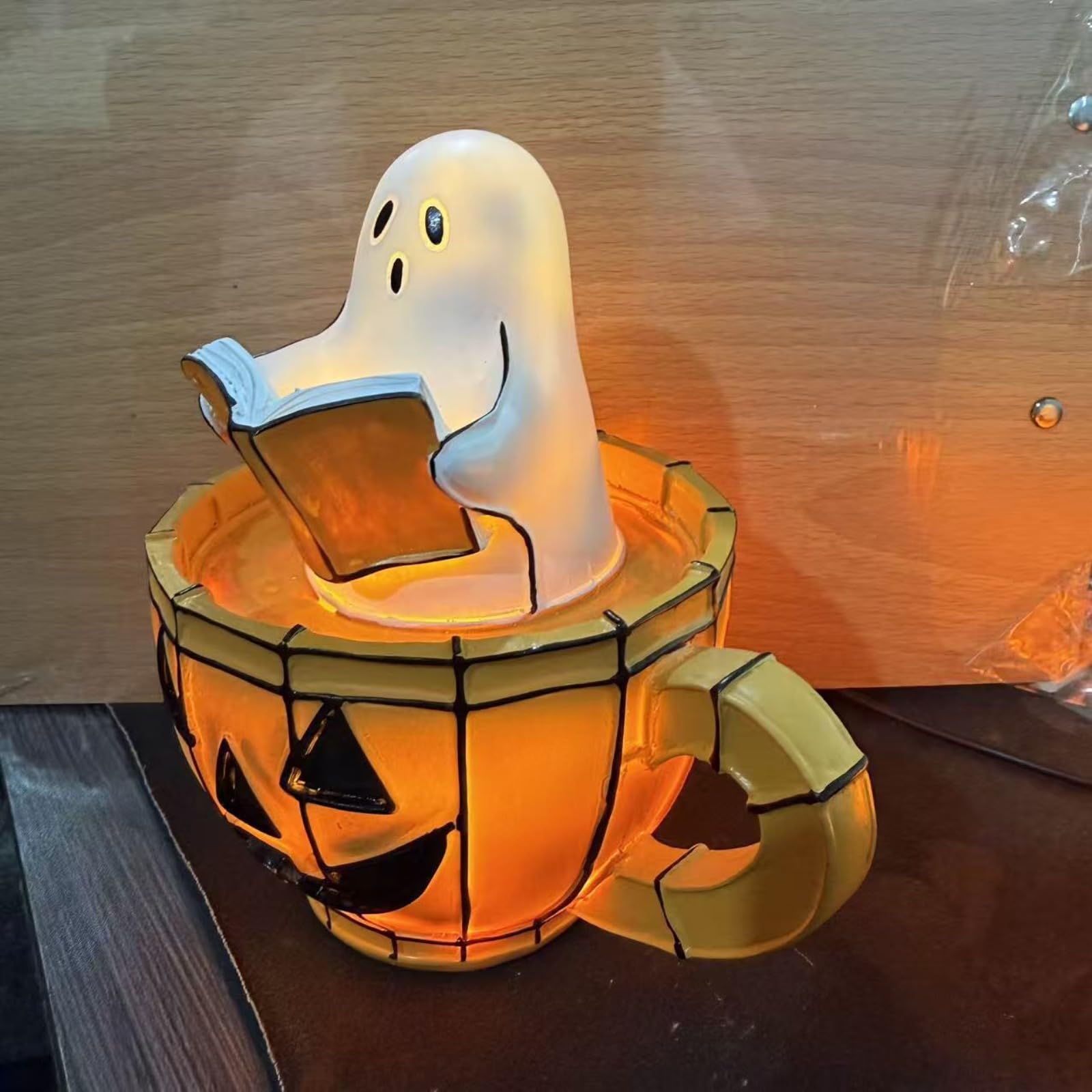 WitchGlow Lantern Enchanting Halloween Light (Pumpkin Cup Ghost Light with Mouth)
