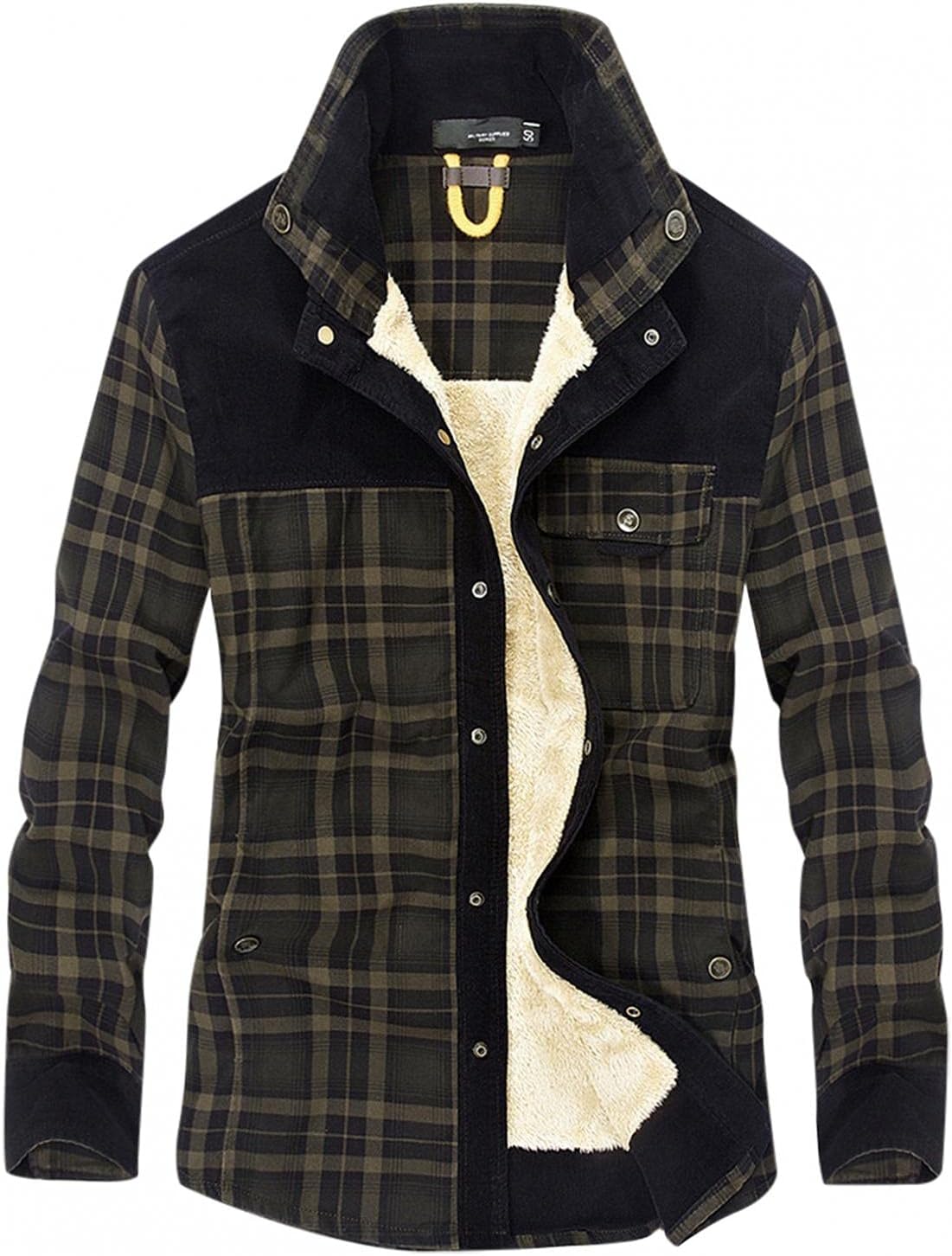Mens Plaid Flannel Shirts Cotton Lightweight Winter Jackets Regular Fit Casual Button Down Shirts Outerwear(C)