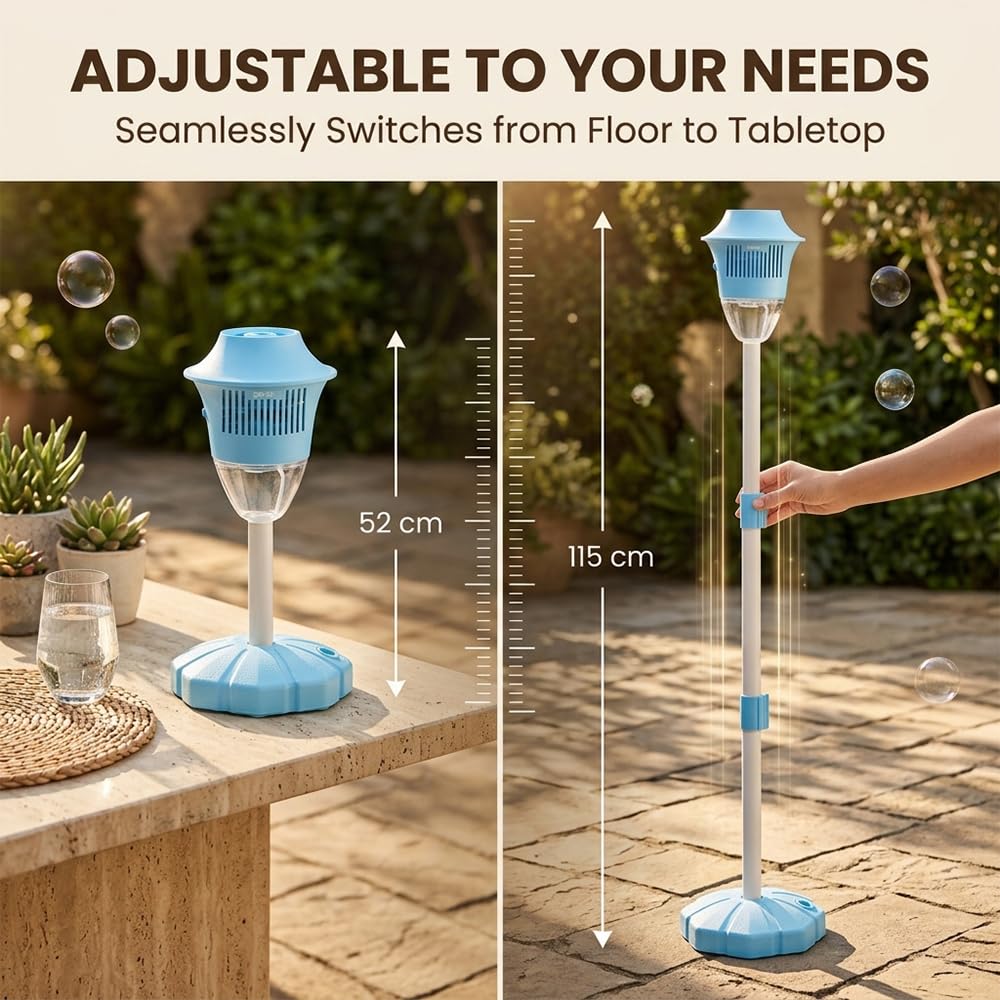 RAINPOT Street Lamp Bubble Tower with Lights, Rechargeable Standing Bubble Maker, Adjustable Height Street Light for Outdoor Garden, Patio, Wedding, Party and Event Decor (Blue 1PACK) - 4