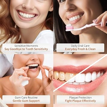 Toothpaste for Sensitive Teeth, Gentle Enamel Care, Helps Support Gum Care & Plaque Control, Strengthens Enamel, Fresh Breath for Daily Use 3.5 Fl Oz (Four Pack)