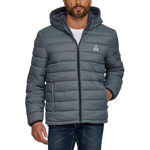 Gerry Puffer Jacket Men with Sherpa Lining and Hood – Warm Winter Coat for Men, Quilted Insulated Snow Jacket Outerwear