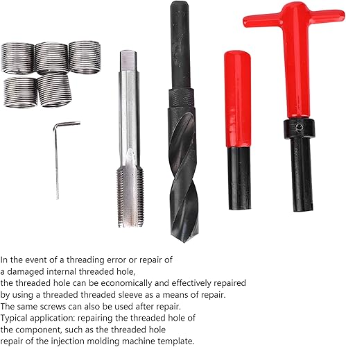 Miniatura 2 de Jeanoko Kit de reparación de roscas M18x1.5, herramienta de inserción de grifo de acero inoxidable, llave de taladro torcida, inserto roscado para