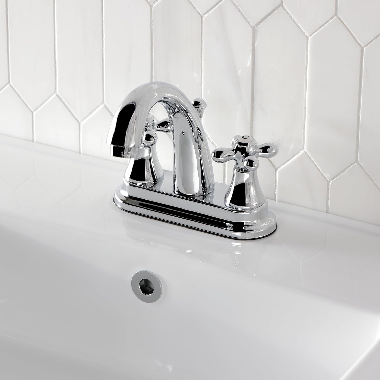 Kingston Brass KS7611AX 4 in. Centerset Bathroom Faucet, Polished Chrome