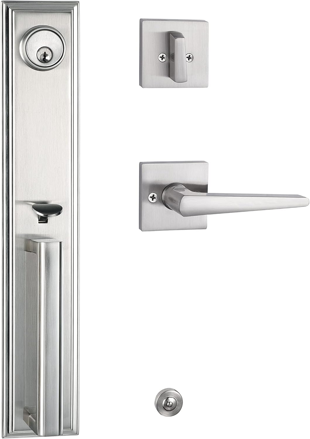 HISAFE Single Cylinder Keyed Handle Set for Front Door or Office Door, Reversible for Right and