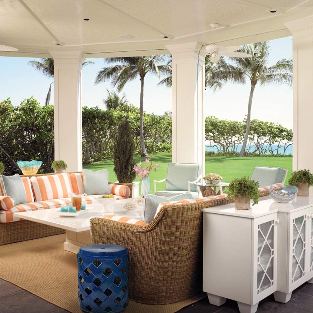 MOTINI Heavy Duty Ceramic Lattice Garden Stool for Indoor Outdoor Decorative Side Table 17" H, Dark Blue : Patio, Lawn & Garden