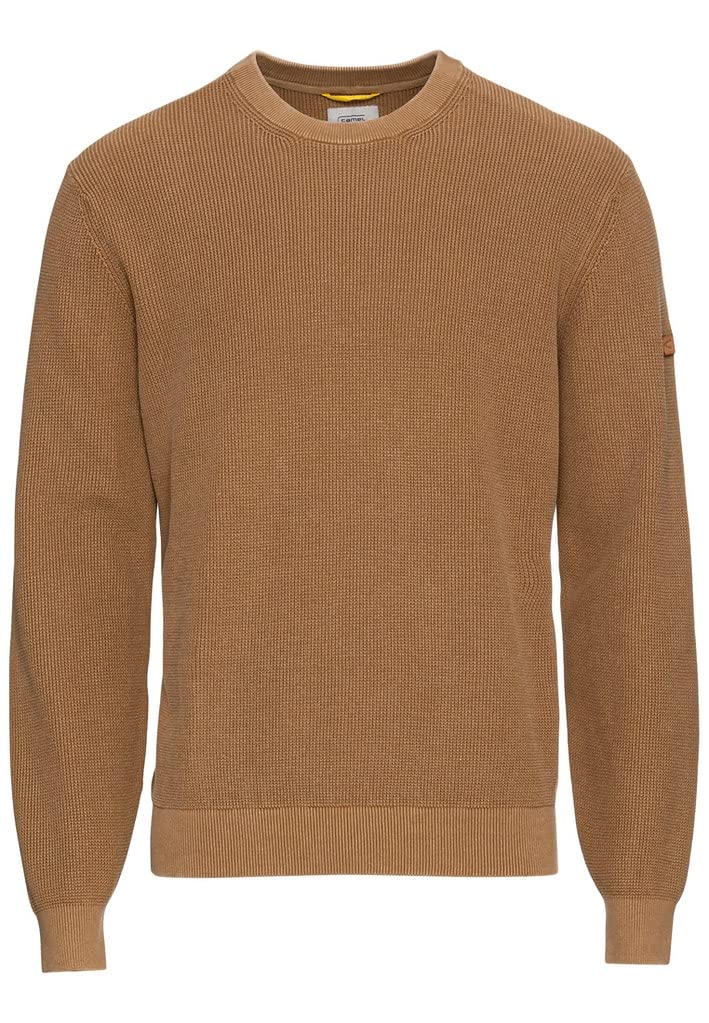camel active Men's Organic Cotton Knitted Jumper, Wood, S