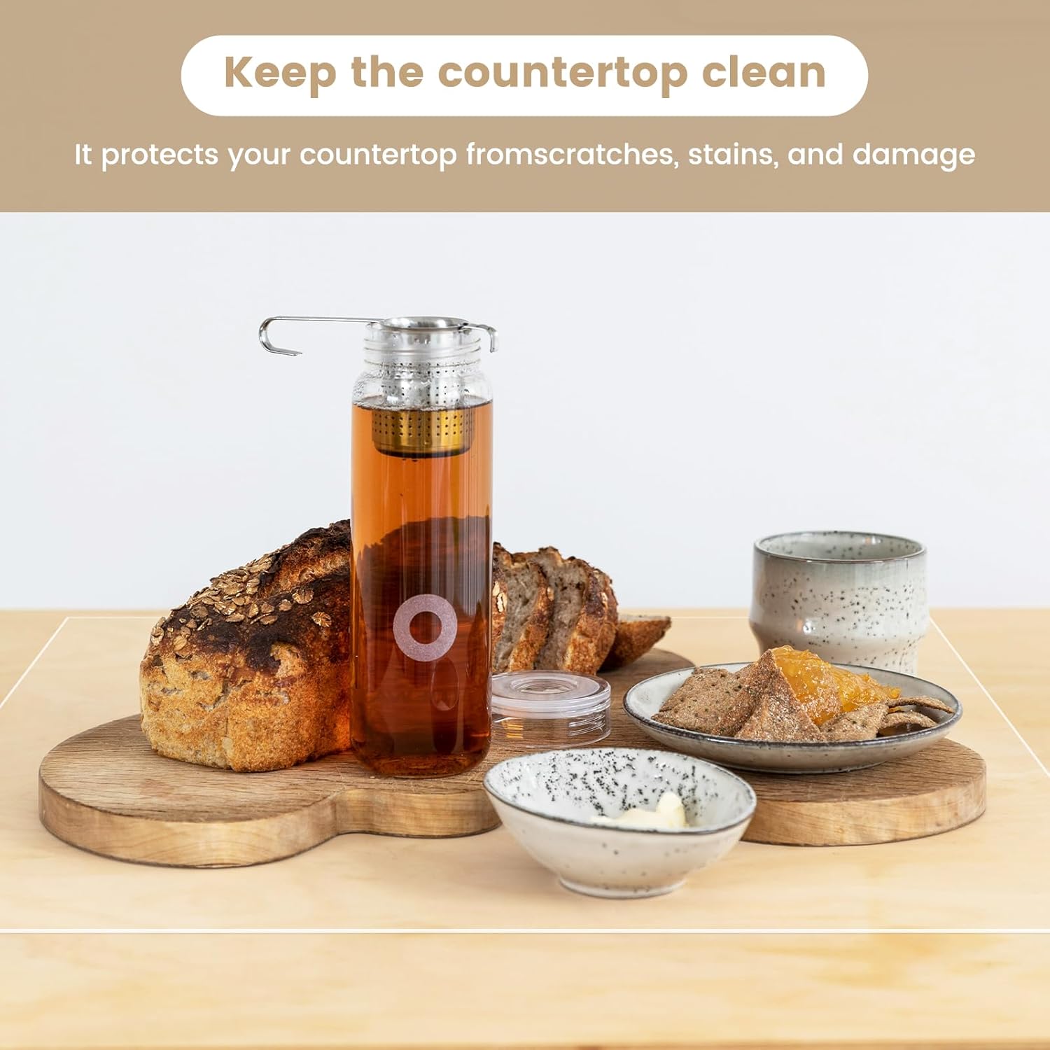 2PCS Clear Silicone Countertop Protector Mat, 23.6" *15.7" Non Slip & Heat Resistant Mats for Kitchen Countertop,Silicone Table Desk Protector Mat