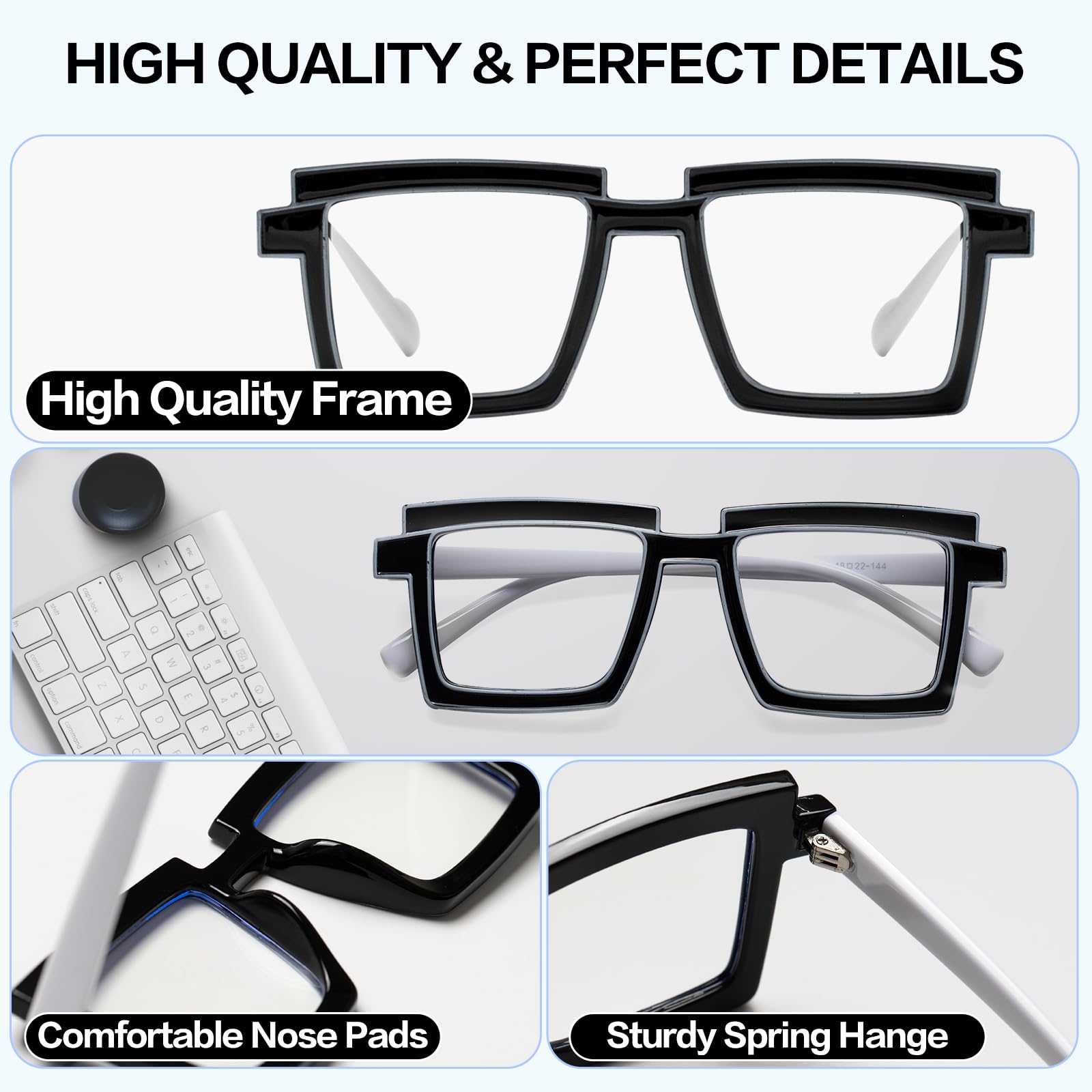 PEYEOISD Fashion Square Cartoon Reading Glasses 2.0 for Women Funny Designer Anti Blue Light Readers, Cute Anti Eyestrain Eyewear - Image 3