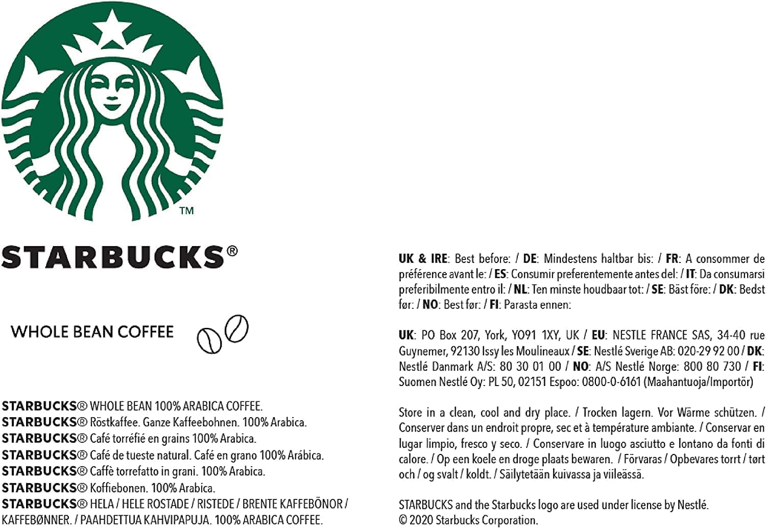 STARBUCKS Single-Origin Colombia, Medium Roast, Kawa Ziarnista 450g (4 sztuk w zestawie)