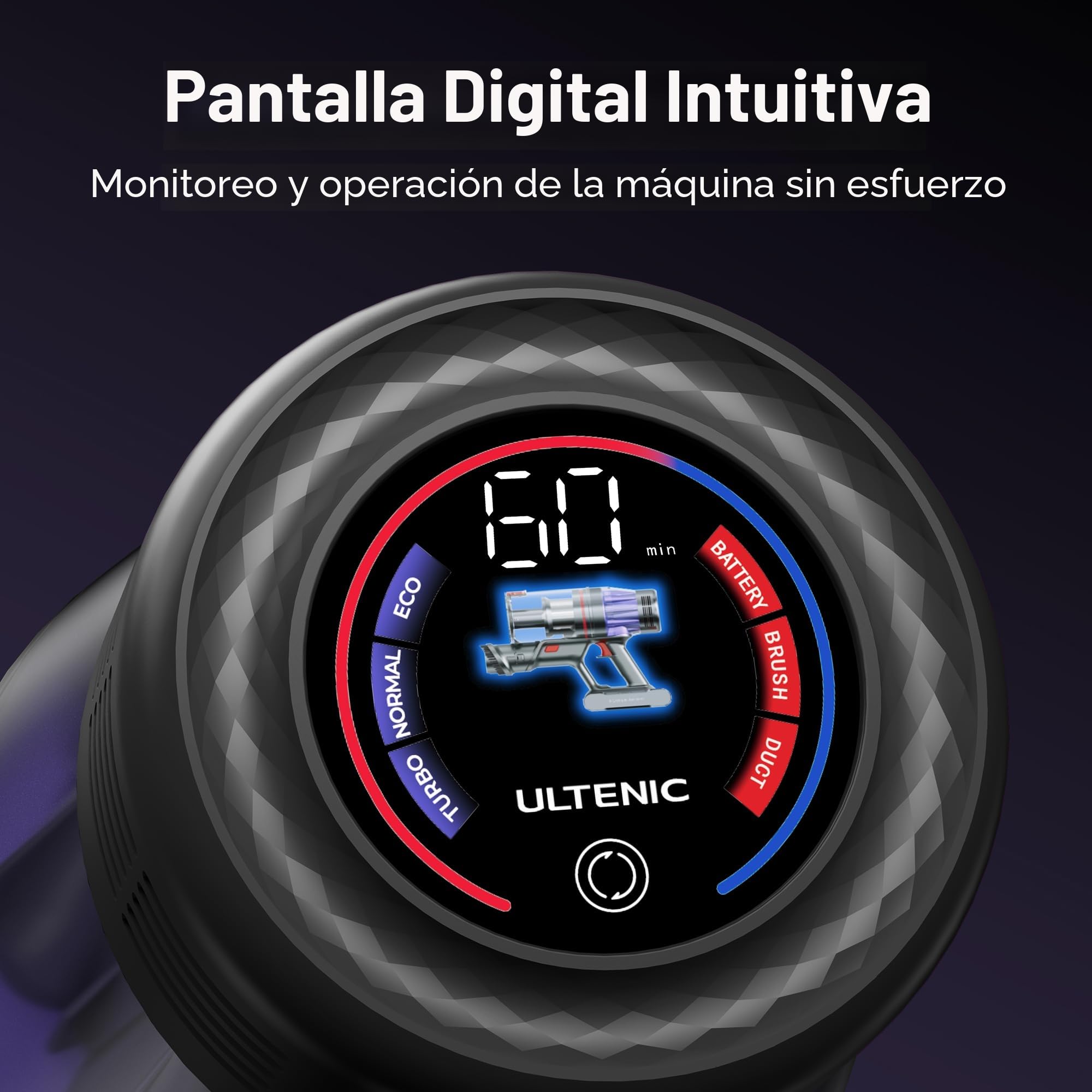 Ultenic Aspiradora inalámbrica de 65 KPa/600 W/60 minutos con varita flexible, aspiradora de palo recargable, pantalla táctil, cepillo sin enredos, faro GreenEye para todos los suelos, alfombras y