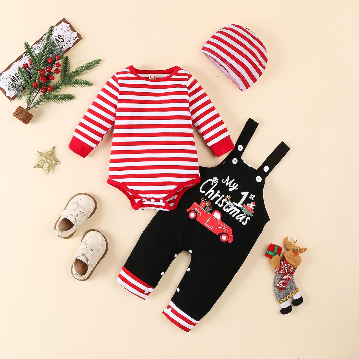 VINUOKER Baby Boy Christmas Clothes My First Christmas Outfits Sets New Years 3pc Pants Sets - Image 2