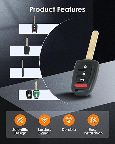 Miniatura 4 de OCPTY 1 X Flip Key Entry Control remoto llavero transmisor reemplazo para Honda para Accord para Civic 1.8L 2.4L 2013-2015 4 botones